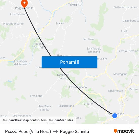 Piazza Pepe (Villa Flora) to Poggio Sannita map