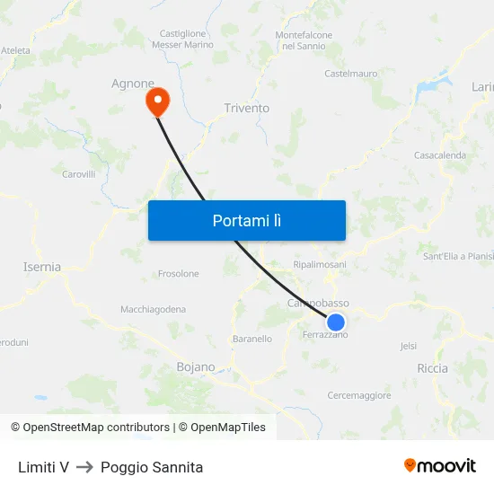 Limiti V to Poggio Sannita map