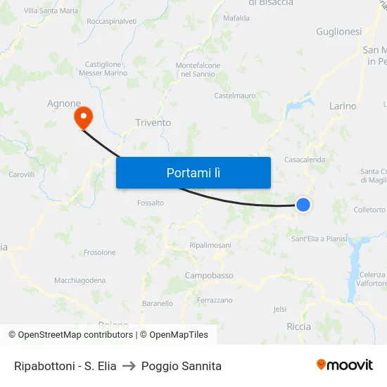 Ripabottoni - S. Elia to Poggio Sannita map