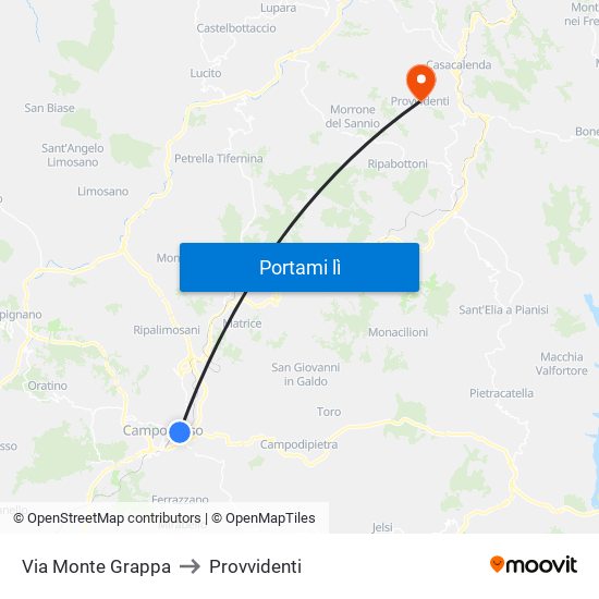 Via Monte Grappa to Provvidenti map