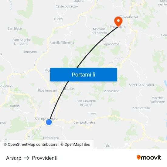 Arsarp to Provvidenti map