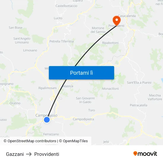 Gazzani to Provvidenti map