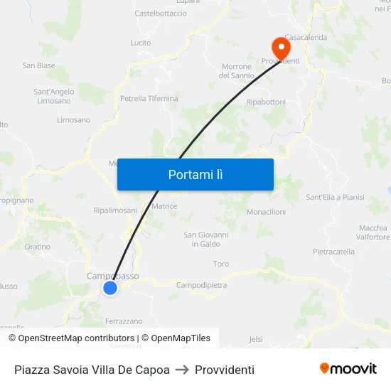 Piazza Savoia Villa De Capoa to Provvidenti map