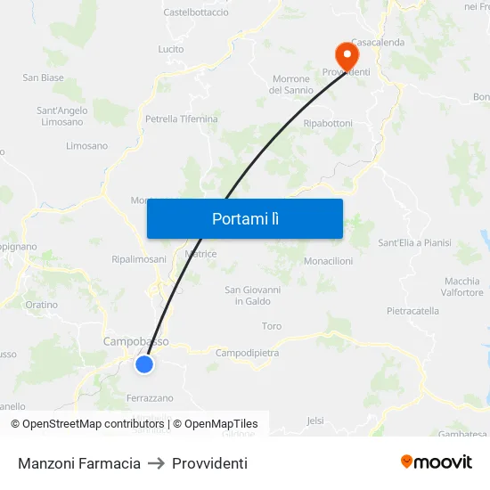 Manzoni Farmacia to Provvidenti map