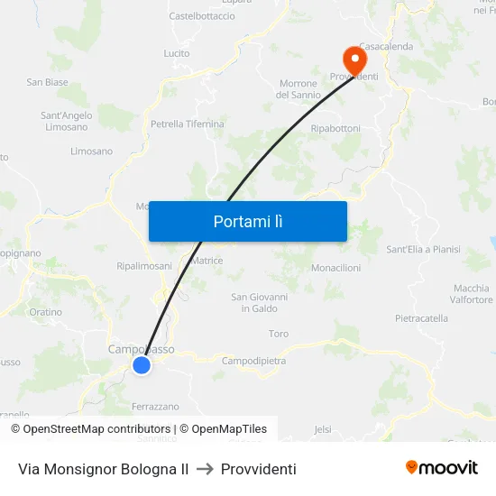 Via Monsignor Bologna II to Provvidenti map