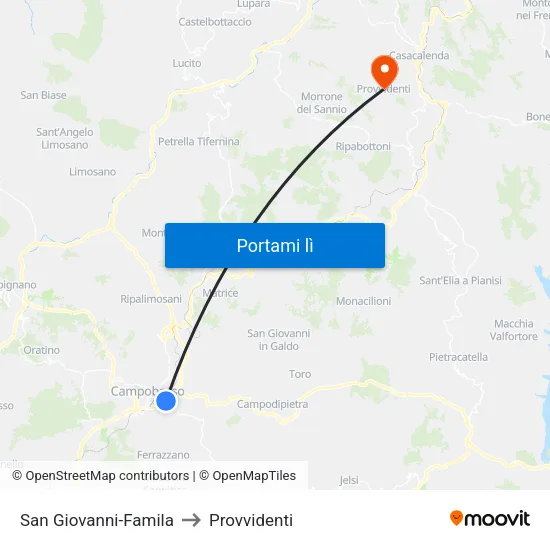 San Giovanni-Famila to Provvidenti map