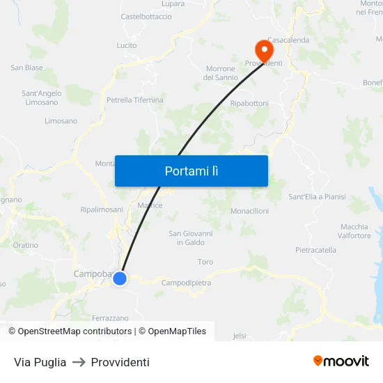 Via Puglia to Provvidenti map