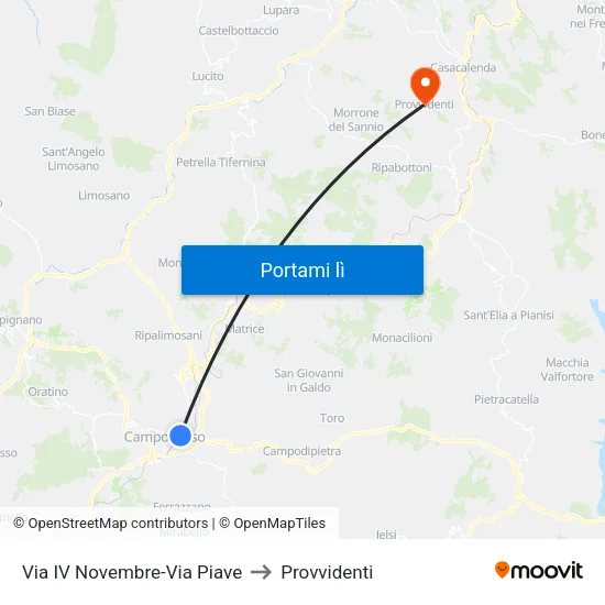 Via IV Novembre-Via Piave to Provvidenti map