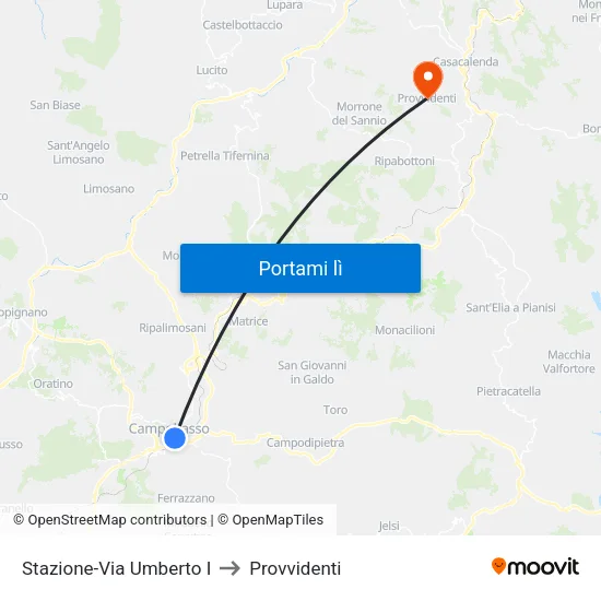 Stazione-Via Umberto I to Provvidenti map