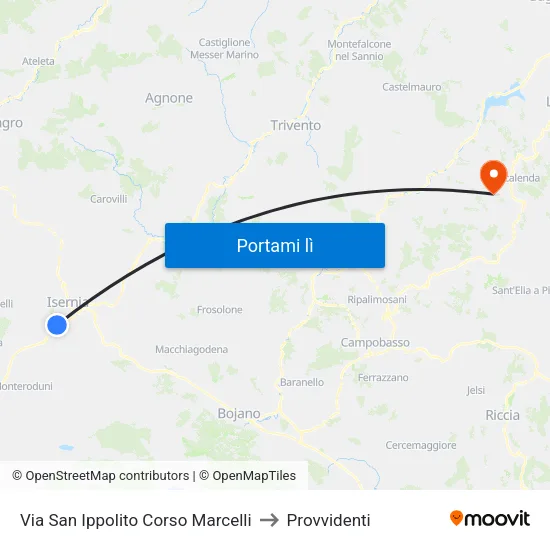 Via San Ippolito Corso Marcelli to Provvidenti map