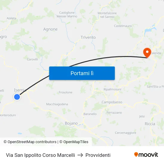 Via San Ippolito Corso Marcelli to Provvidenti map