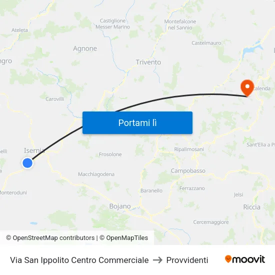 Via San Ippolito Centro Commerciale to Provvidenti map