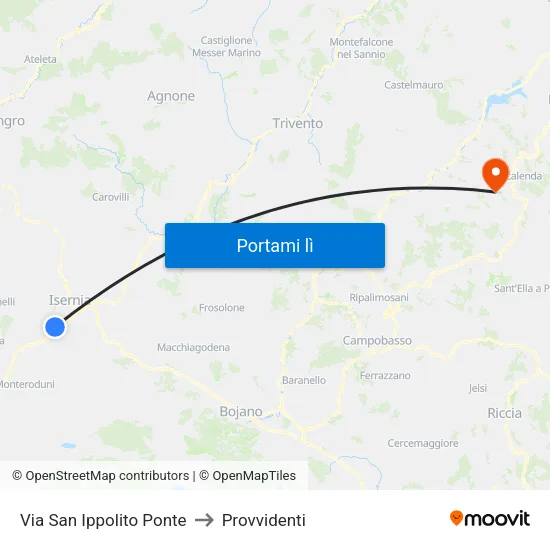 Via San Ippolito Ponte to Provvidenti map