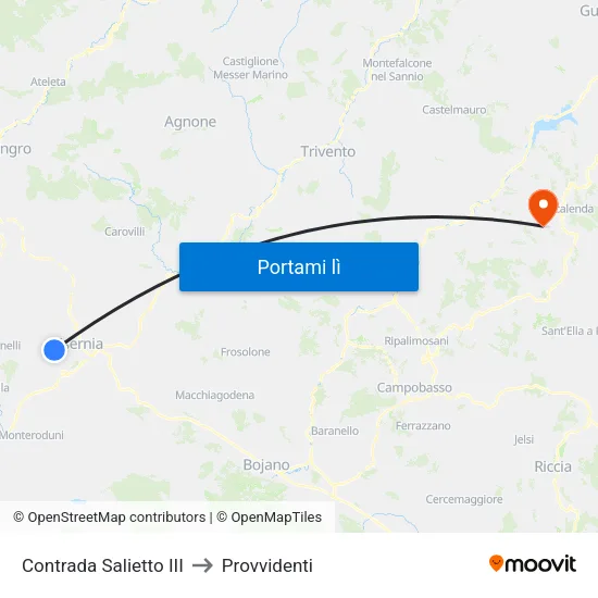 Contrada Salietto III to Provvidenti map
