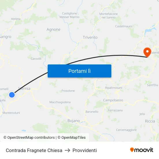 Contrada Fragnete Chiesa to Provvidenti map