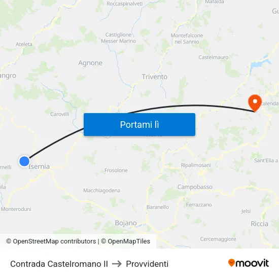 Contrada Castelromano II to Provvidenti map