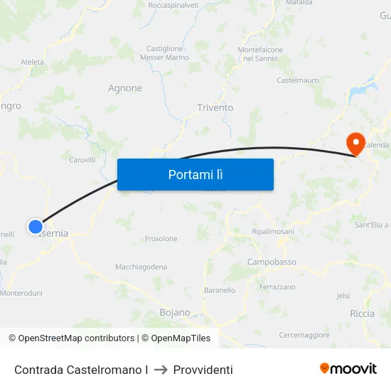 Contrada Castelromano I to Provvidenti map