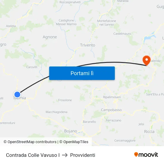 Contrada Colle Vavuso I to Provvidenti map