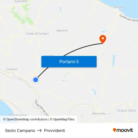 Sesto Campano to Provvidenti map