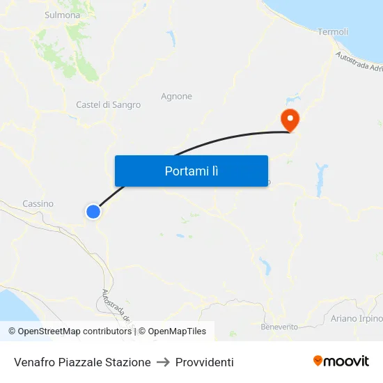 Venafro Piazzale Stazione to Provvidenti map