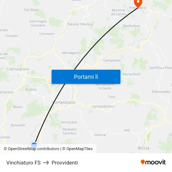 Vinchiaturo FS to Provvidenti map