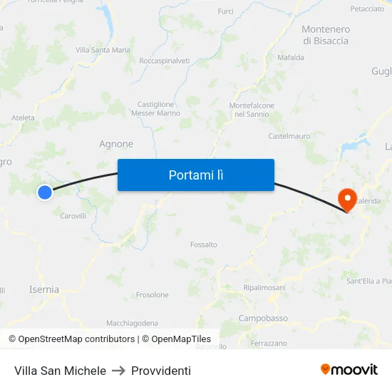 Villa San Michele to Provvidenti map
