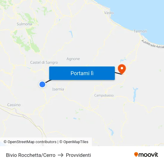 Bivio Rocchetta/Cerro to Provvidenti map