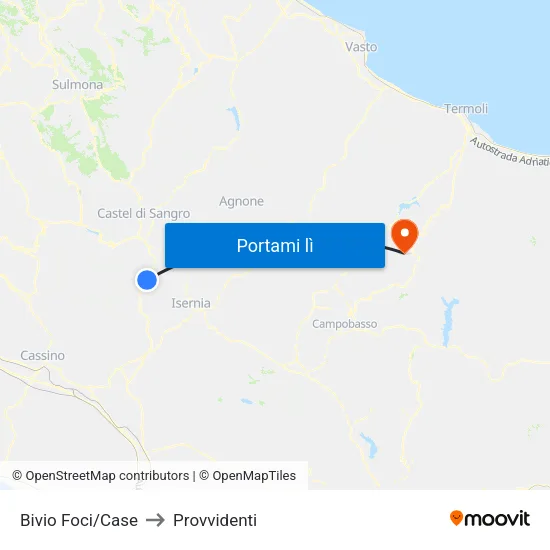 Bivio Foci/Case to Provvidenti map