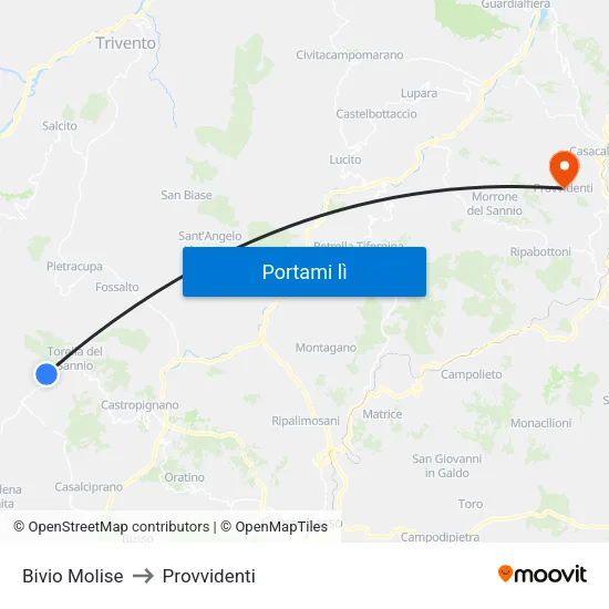 Bivio Molise to Provvidenti map