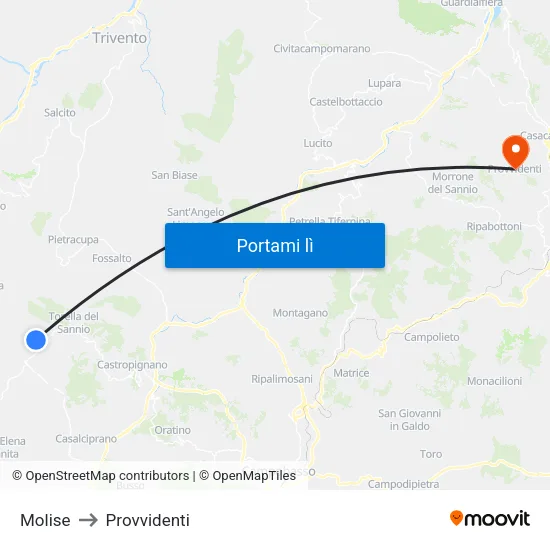 Molise to Provvidenti map
