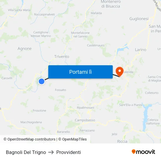 Bagnoli Del Trigno to Provvidenti map