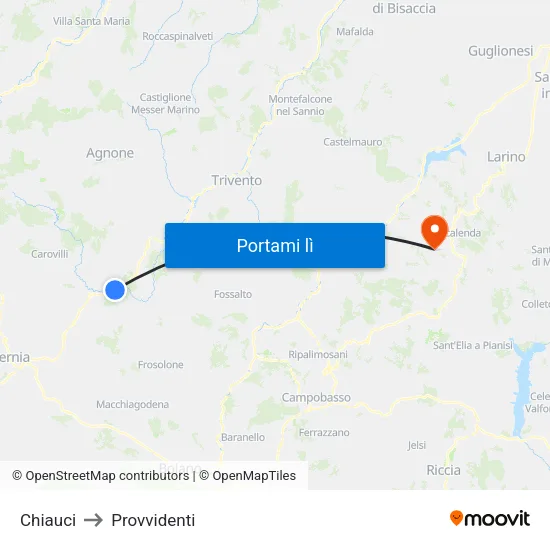 Chiauci to Provvidenti map