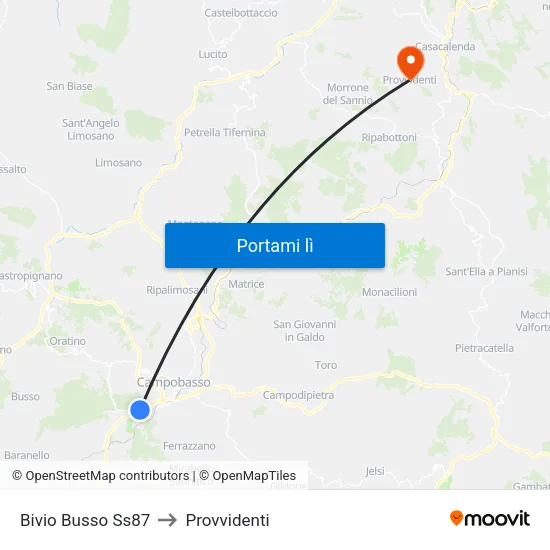 Bivio Busso Ss87 to Provvidenti map