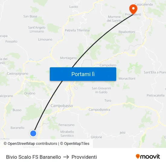 Bivio Scalo FS Baranello to Provvidenti map