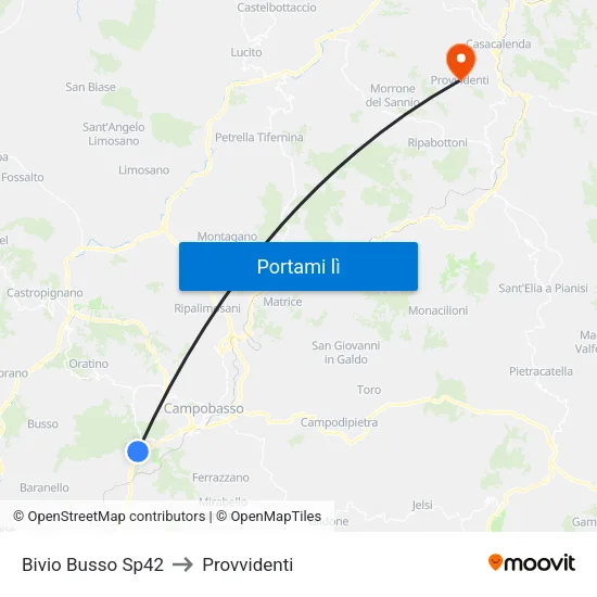 Bivio Busso Sp42 to Provvidenti map
