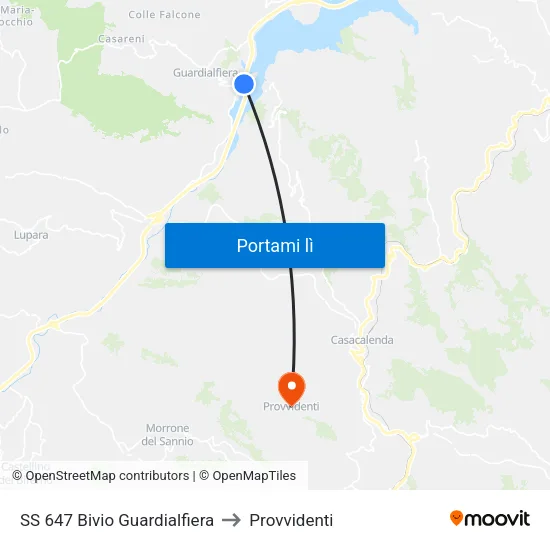 SS 647 Bivio Guardialfiera to Provvidenti map
