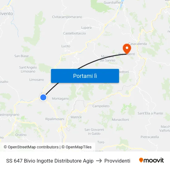 Bivio Ingotte Distributore Eni to Provvidenti map