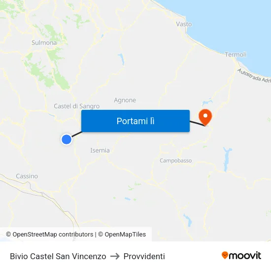 Bivio Castel San Vincenzo to Provvidenti map