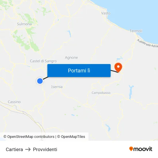 Cartiera to Provvidenti map