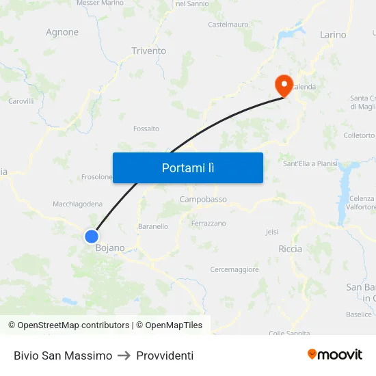 Bivio San Massimo to Provvidenti map
