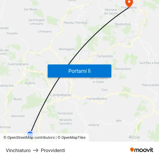 Vinchiaturo to Provvidenti map