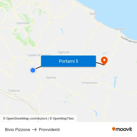 Bivio Pizzone to Provvidenti map
