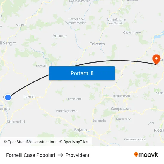 Fornelli Case Popolari to Provvidenti map