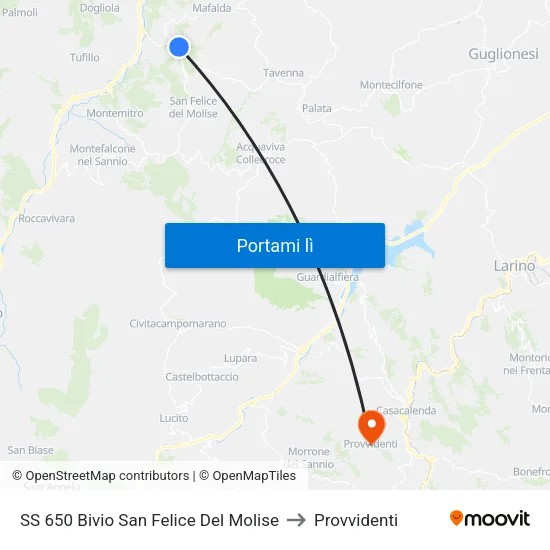 SS 650 Bivio San Felice Del Molise to Provvidenti map