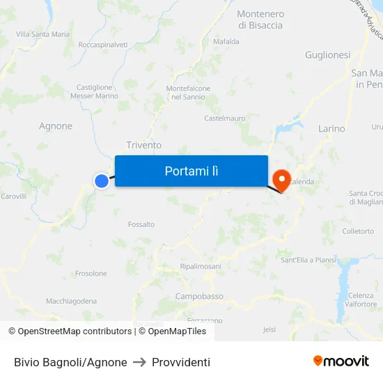Bivio Bagnoli/Agnone to Provvidenti map