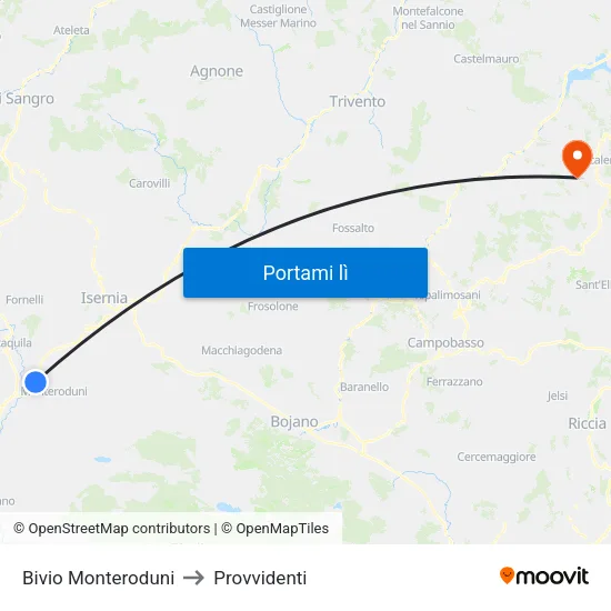 Bivio Monteroduni to Provvidenti map