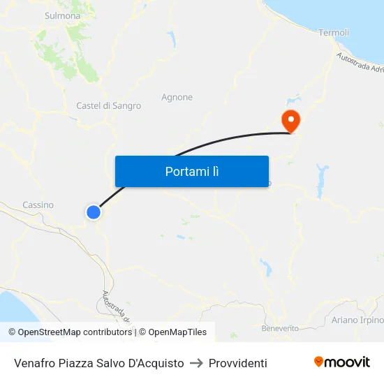 Venafro Piazza Salvo D'Acquisto to Provvidenti map