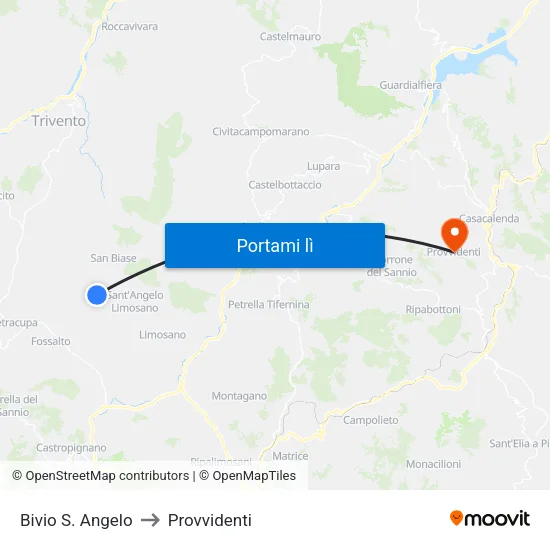 Bivio S. Angelo to Provvidenti map