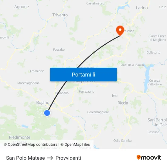 San Polo Matese to Provvidenti map