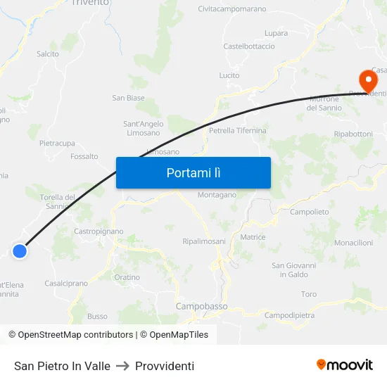 San Pietro In Valle to Provvidenti map
